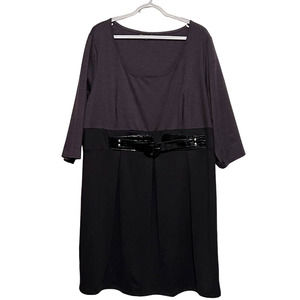 Mlle Gabrielle‎ Women's Gray/Black Dress Belt Front 3/4" Sleeves Size 3X